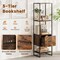 Space-Saving 5-Tier Narrow Bookcase with 4 Open Shelves and Hidden Storage Drawer